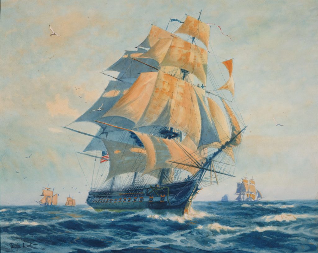 Watercolor painting of the USS Constitution